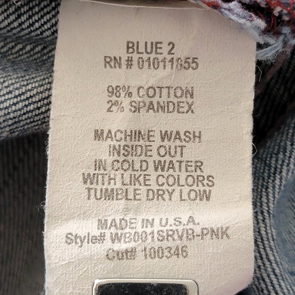Blue 2 Medium Wash Pink Stitching Distressed Flare Denim Jeans - Picture 14 of 14
